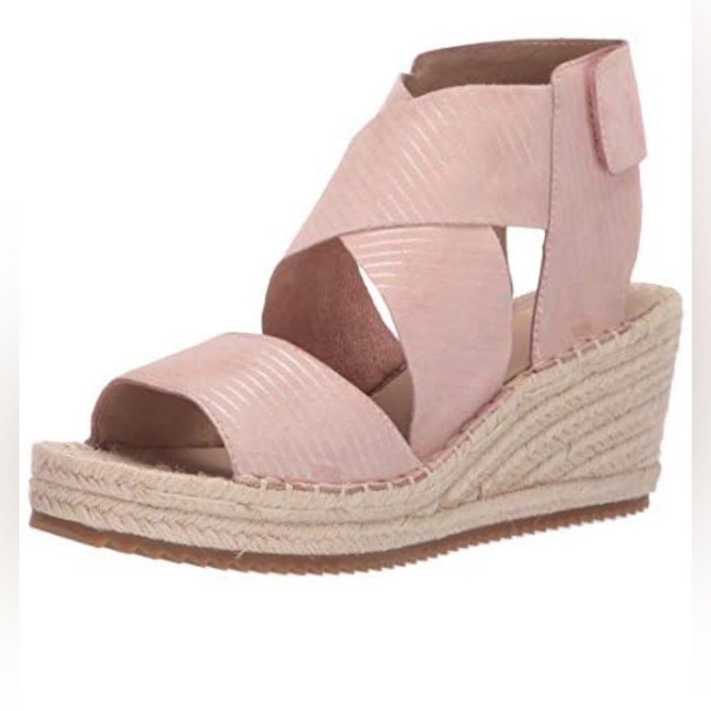 Eileen Fisher Willow Soft Suede Wedge Espadrille in Pink Size 8